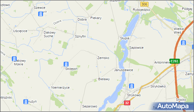 mapa Zemsko gmina Granowo, Zemsko gmina Granowo na mapie Targeo