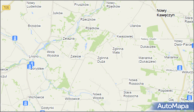 mapa Zglinna Duża, Zglinna Duża na mapie Targeo