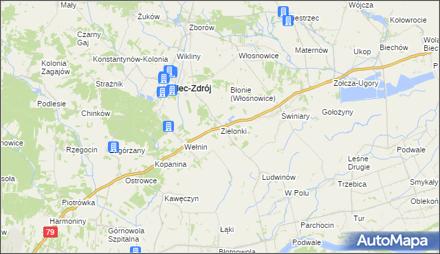 mapa Zielonki gmina Solec-Zdrój, Zielonki gmina Solec-Zdrój na mapie Targeo