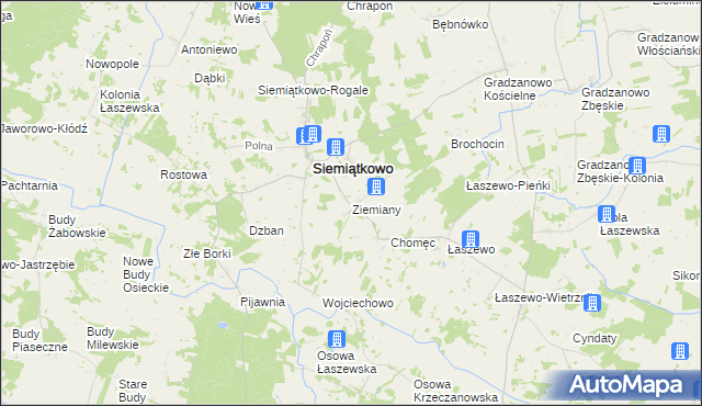 mapa Ziemiany gmina Siemiątkowo, Ziemiany gmina Siemiątkowo na mapie Targeo