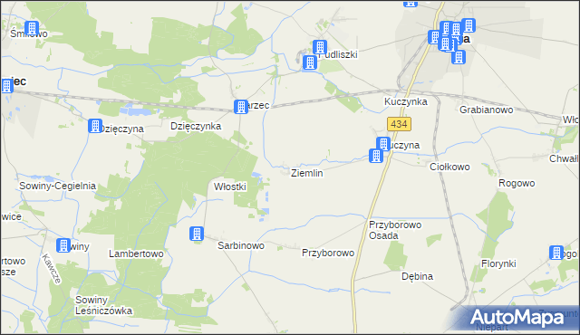 mapa Ziemlin, Ziemlin na mapie Targeo