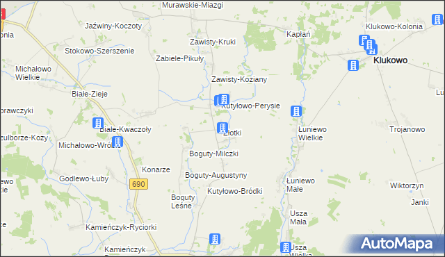 mapa Złotki gmina Boguty-Pianki, Złotki gmina Boguty-Pianki na mapie Targeo