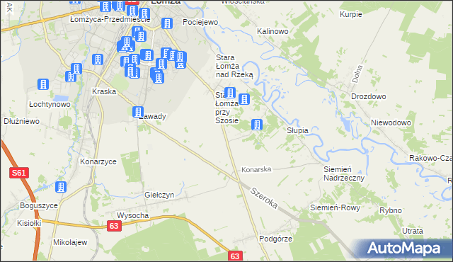 mapa Zosin gmina Łomża, Zosin gmina Łomża na mapie Targeo