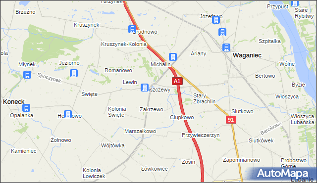 mapa Zosin gmina Waganiec, Zosin gmina Waganiec na mapie Targeo