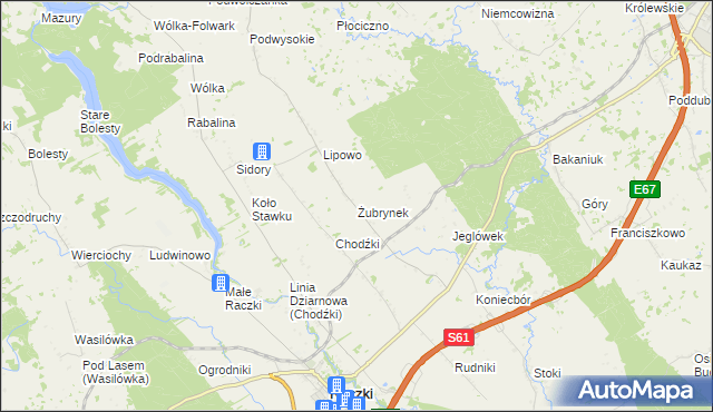 mapa Żubrynek, Żubrynek na mapie Targeo