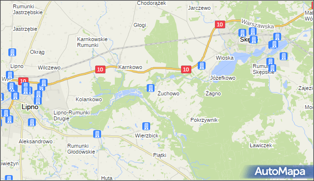 mapa Żuchowo, Żuchowo na mapie Targeo