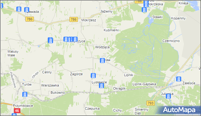 mapa Żuraw gmina Janów, Żuraw gmina Janów na mapie Targeo