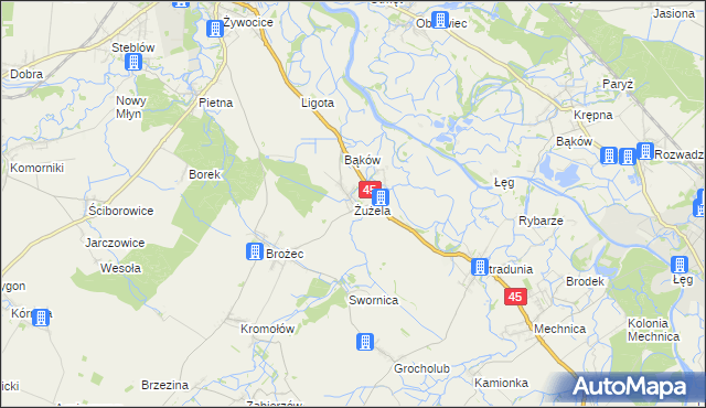 mapa Żużela, Żużela na mapie Targeo