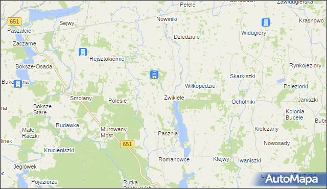 mapa Żwikiele, Żwikiele na mapie Targeo