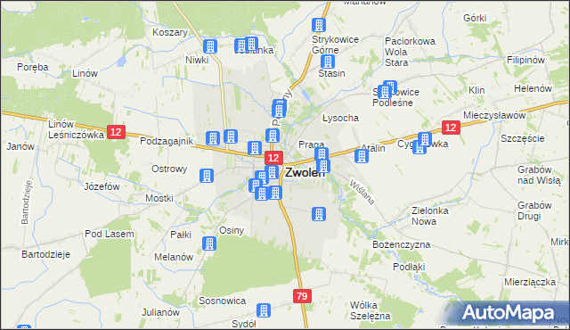 mapa Zwoleń, Zwoleń na mapie Targeo
