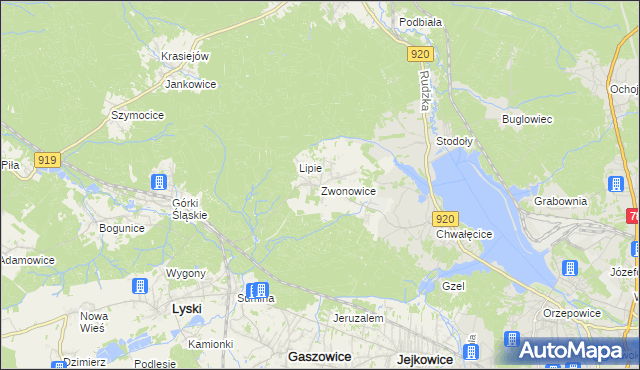 mapa Zwonowice, Zwonowice na mapie Targeo