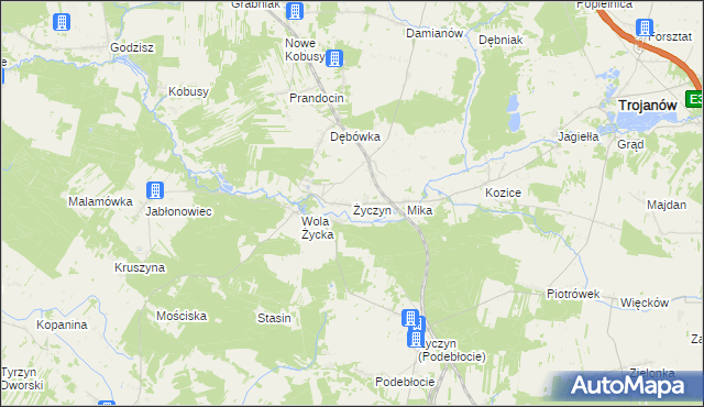mapa Życzyn, Życzyn na mapie Targeo