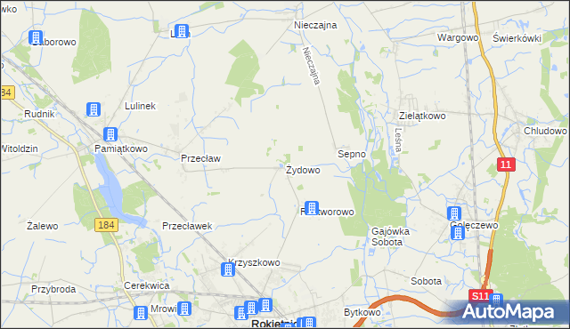 mapa Żydowo gmina Rokietnica, Żydowo gmina Rokietnica na mapie Targeo