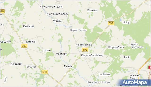 mapa Kłopoty-Bańki, Kłopoty-Bańki na mapie Targeo