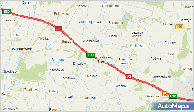 mapa Powodów Trzeci, Powodów Trzeci na mapie Targeo