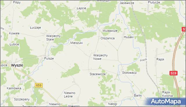 mapa Warpechy Nowe, Warpechy Nowe na mapie Targeo