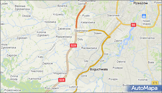 mapa Racławówka, Racławówka na mapie Targeo