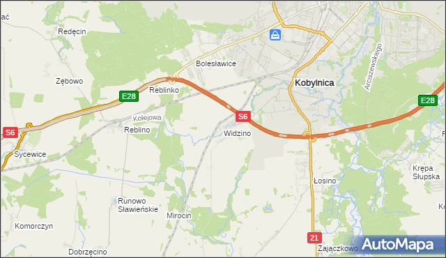 mapa Widzino, Widzino na mapie Targeo