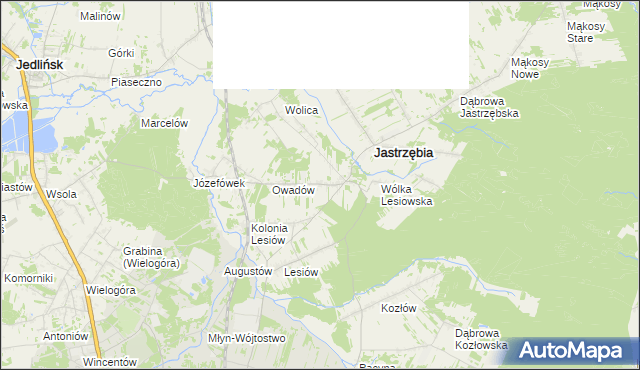 mapa Wojciechów gmina Jastrzębia, Wojciechów gmina Jastrzębia na mapie Targeo