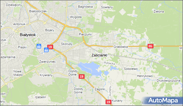 mapa Zaścianki gmina Supraśl, Zaścianki gmina Supraśl na mapie Targeo