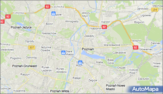 mapa Poznania, Poznań na mapie Targeo