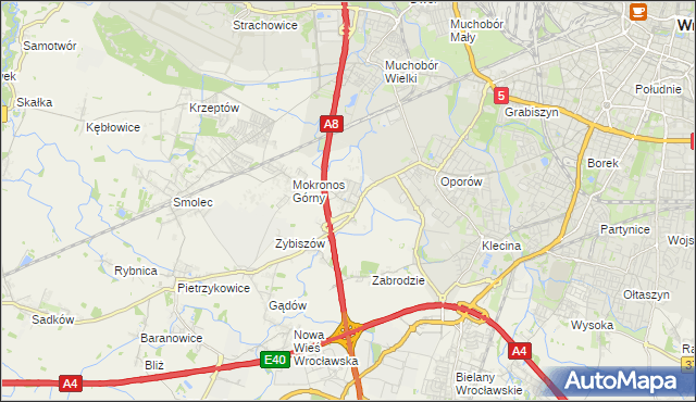 mapa Mokronos Dolny, Mokronos Dolny na mapie Targeo