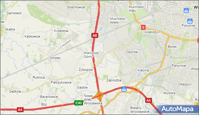 mapa Mokronos Dolny, Mokronos Dolny na mapie Targeo