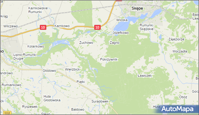 mapa Pokrzywnik gmina Skępe, Pokrzywnik gmina Skępe na mapie Targeo