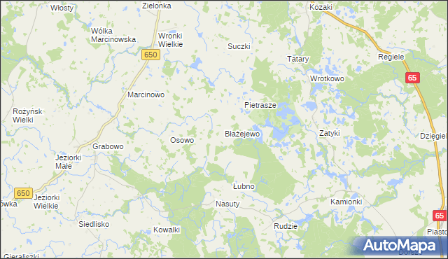 mapa Błażejewo gmina Gołdap, Błażejewo gmina Gołdap na mapie Targeo