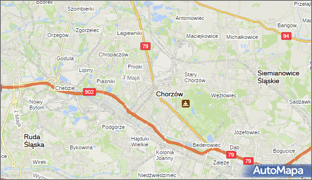 mapa Chorzów, Chorzów na mapie Targeo