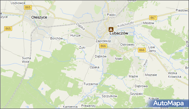 mapa Dąbków, Dąbków na mapie Targeo