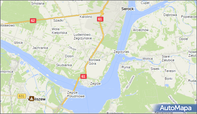 mapa Jadwisin gmina Serock, Jadwisin gmina Serock na mapie Targeo