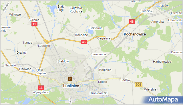 mapa Jawornica gmina Kochanowice, Jawornica gmina Kochanowice na mapie Targeo