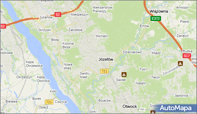 mapa Józefów powiat otwocki, Józefów powiat otwocki na mapie Targeo