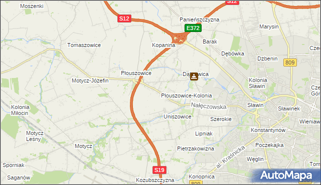 mapa Płouszowice-Kolonia, Płouszowice-Kolonia na mapie Targeo