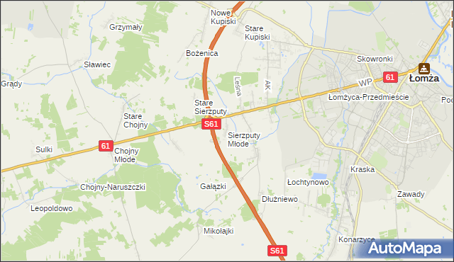 mapa Sierzputy Młode, Sierzputy Młode na mapie Targeo