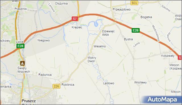 mapa Wiślina, Wiślina na mapie Targeo