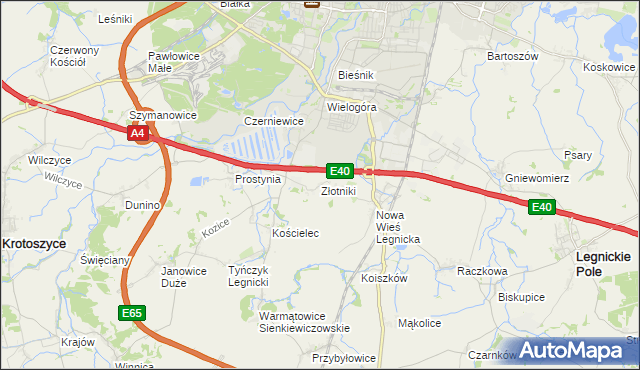 mapa Złotniki gmina Krotoszyce, Złotniki gmina Krotoszyce na mapie Targeo
