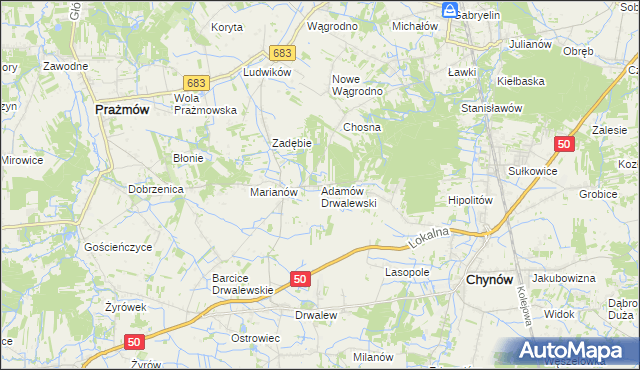 mapa Adamów Drwalewski, Adamów Drwalewski na mapie Targeo