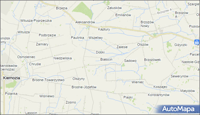 mapa Białocin gmina Iłów, Białocin gmina Iłów na mapie Targeo