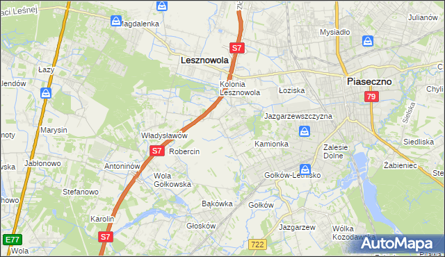 mapa Bobrowiec gmina Piaseczno, Bobrowiec gmina Piaseczno na mapie Targeo