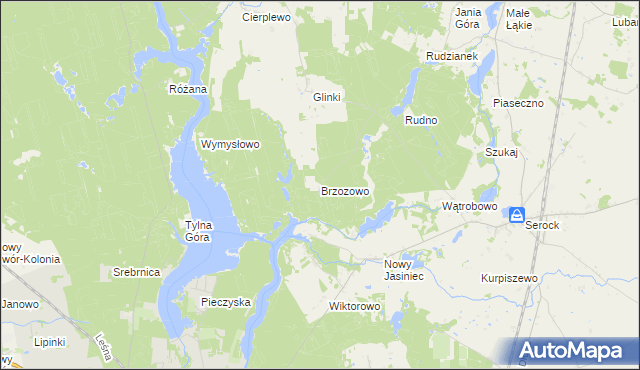 mapa Brzozowo gmina Koronowo, Brzozowo gmina Koronowo na mapie Targeo