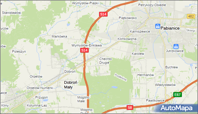 mapa Chechło Drugie, Chechło Drugie na mapie Targeo