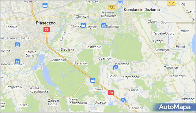 mapa Czarnów gmina Konstancin-Jeziorna, Czarnów gmina Konstancin-Jeziorna na mapie Targeo