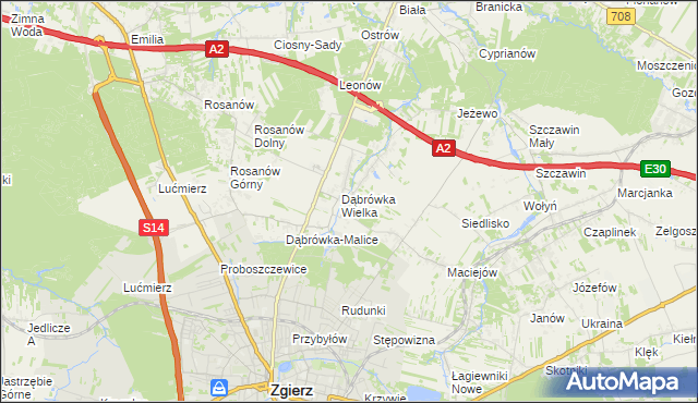 mapa Dąbrówka-Strumiany, Dąbrówka-Strumiany na mapie Targeo