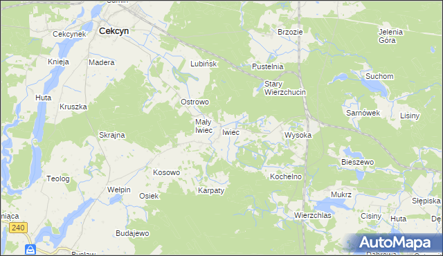 mapa Iwiec, Iwiec na mapie Targeo