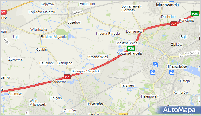 mapa Koszajec gmina Brwinów, Koszajec gmina Brwinów na mapie Targeo