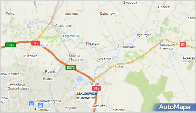 mapa Łysaków gmina Wólka, Łysaków gmina Wólka na mapie Targeo