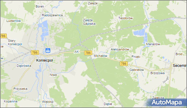 mapa Michałów gmina Koniecpol, Michałów gmina Koniecpol na mapie Targeo