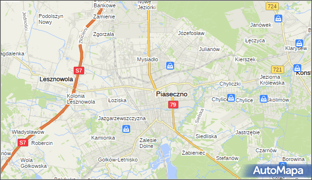 mapa Piaseczno, Piaseczno na mapie Targeo